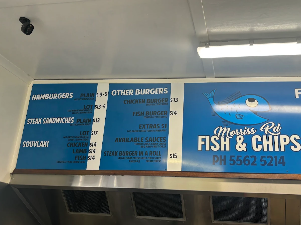 Menu, Morriss Road Fish Shop