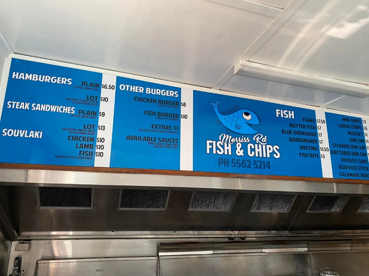 Menu, Morriss Road Fish Shop