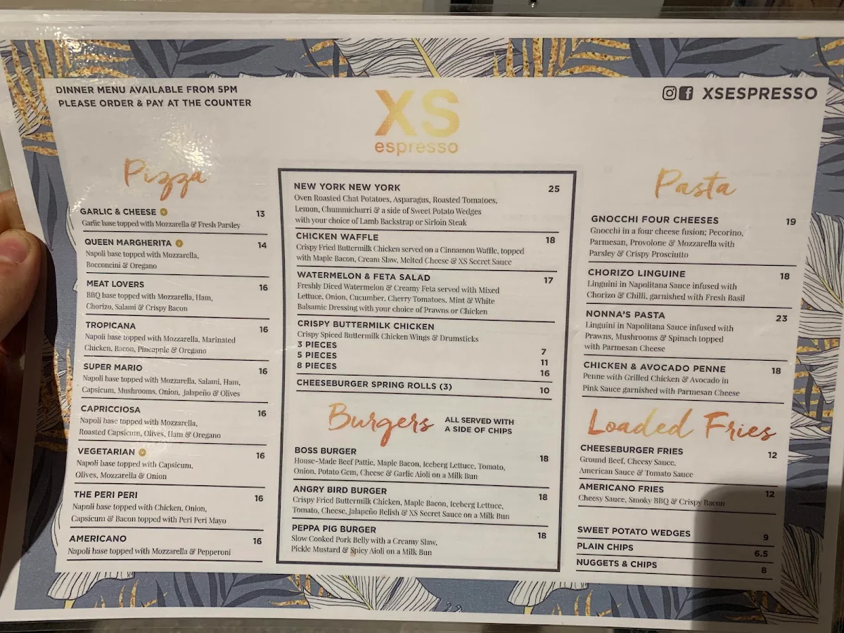 Menu, XS Espresso Prestons