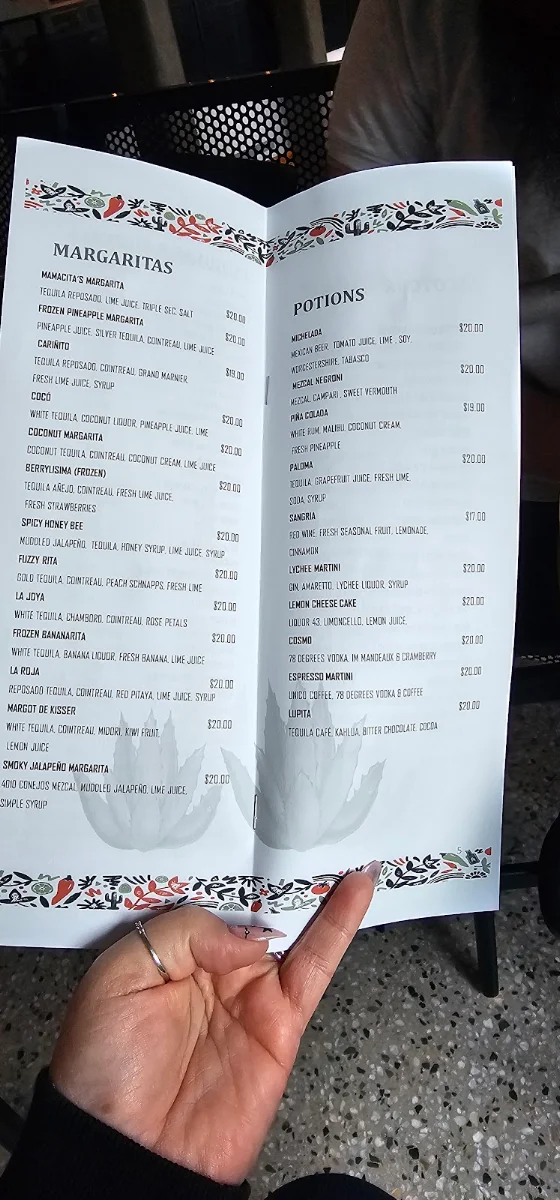 Menu, Mamacita Restaurant and Bar