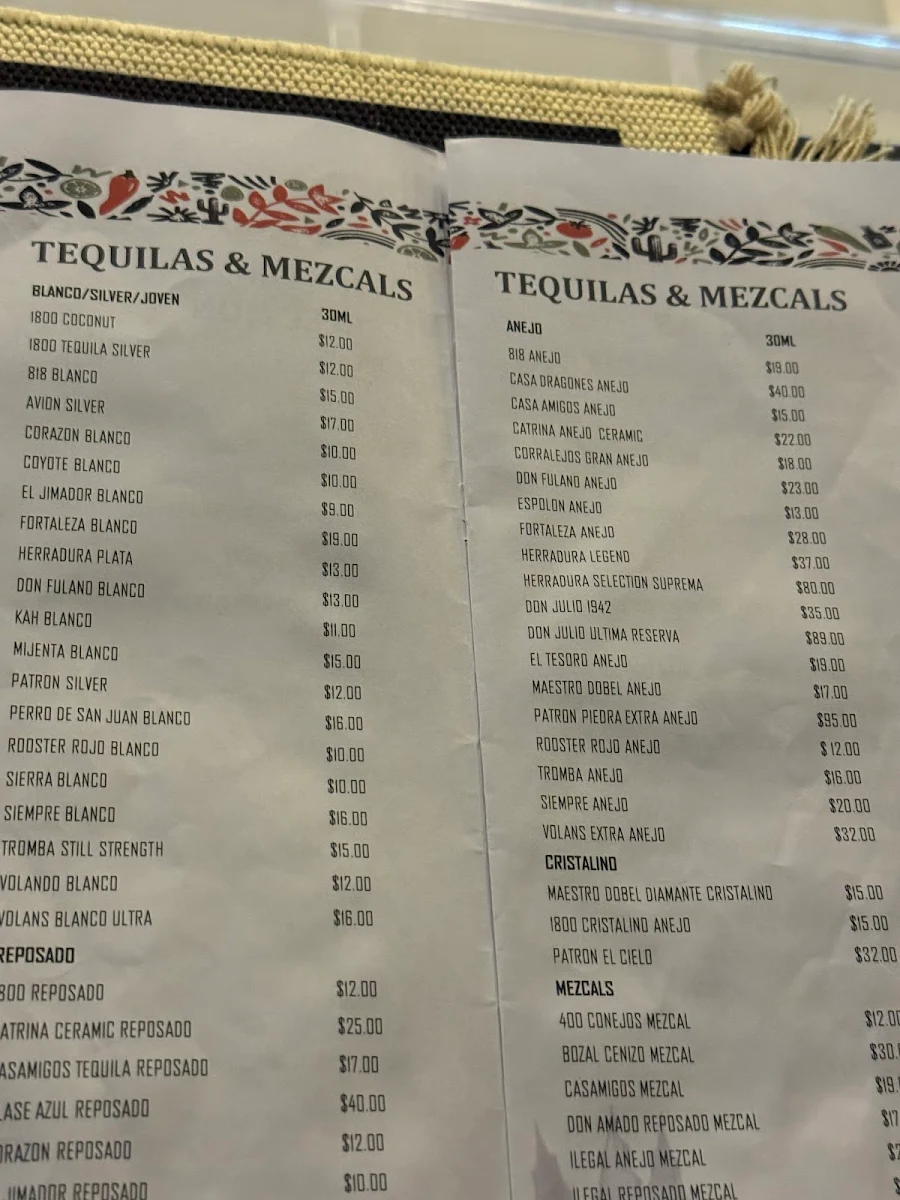 Menu, Mamacita Restaurant and Bar
