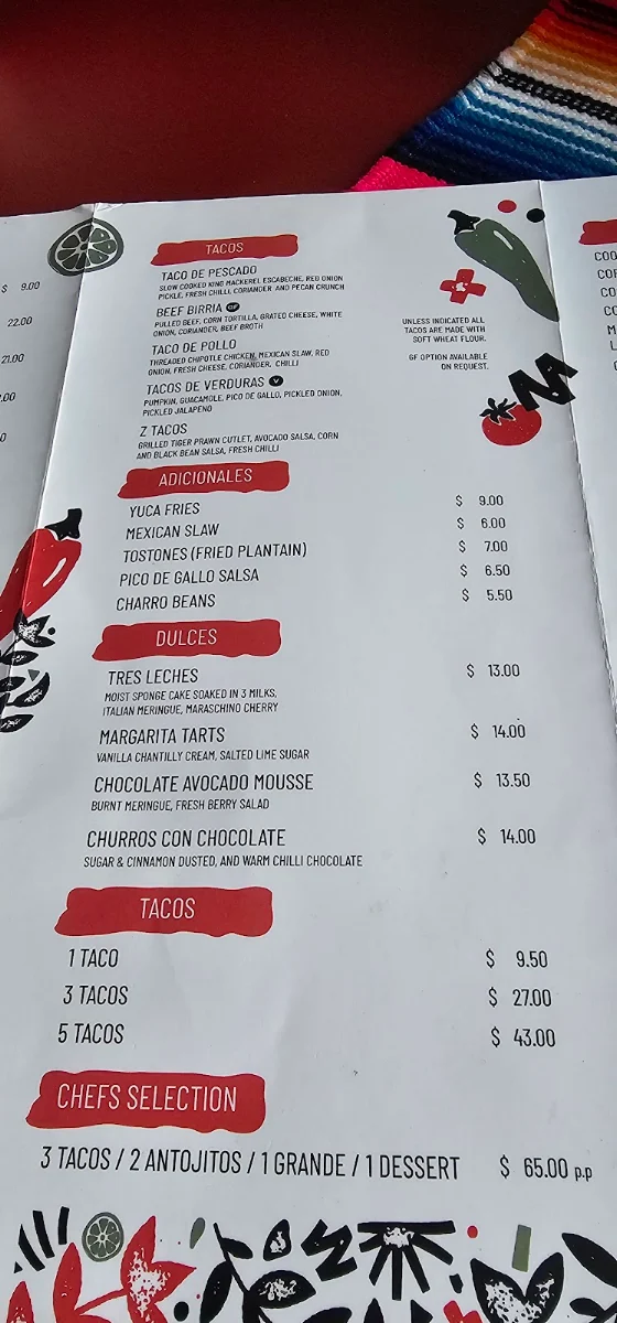 Menu, Mamacita Restaurant and Bar