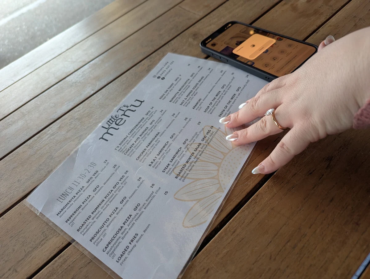 Menu, Little T's Cafe