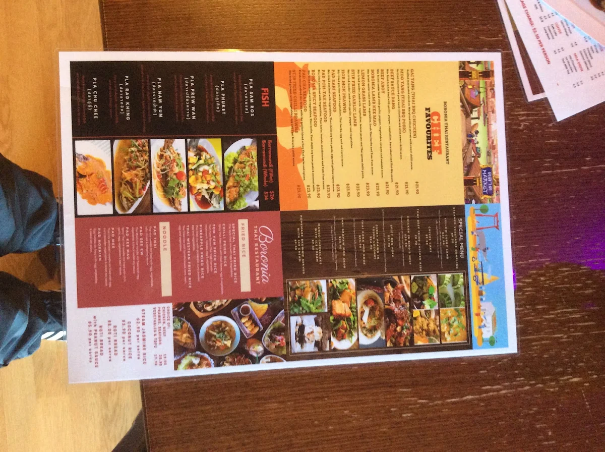 Menu, Boronia Thai