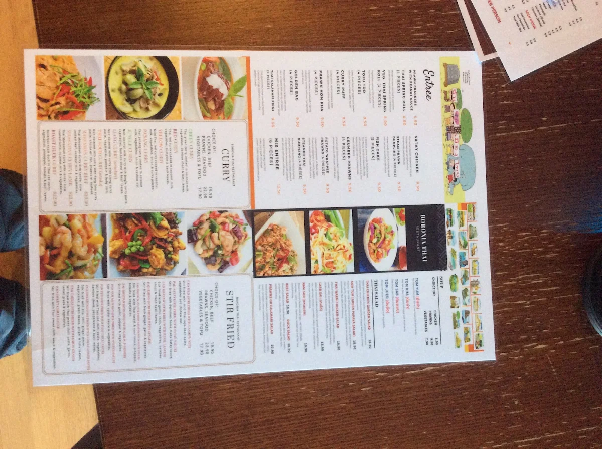 Menu, Boronia Thai