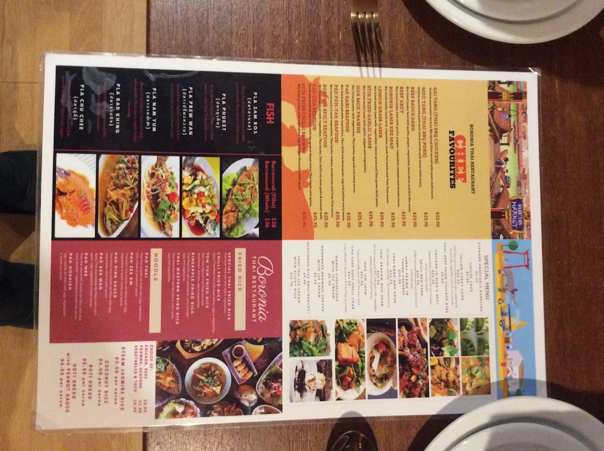 Menu, Boronia Thai