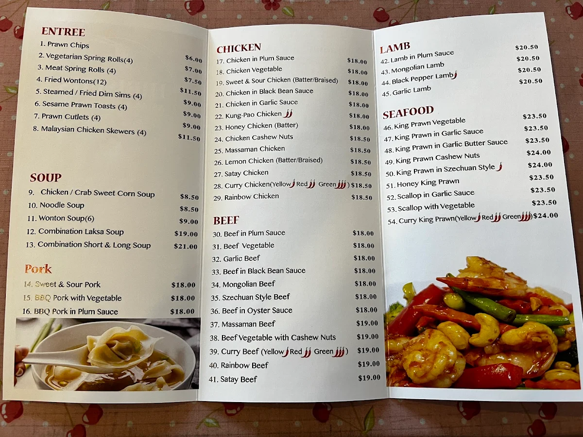 Menu, Hibiscus Restaurant