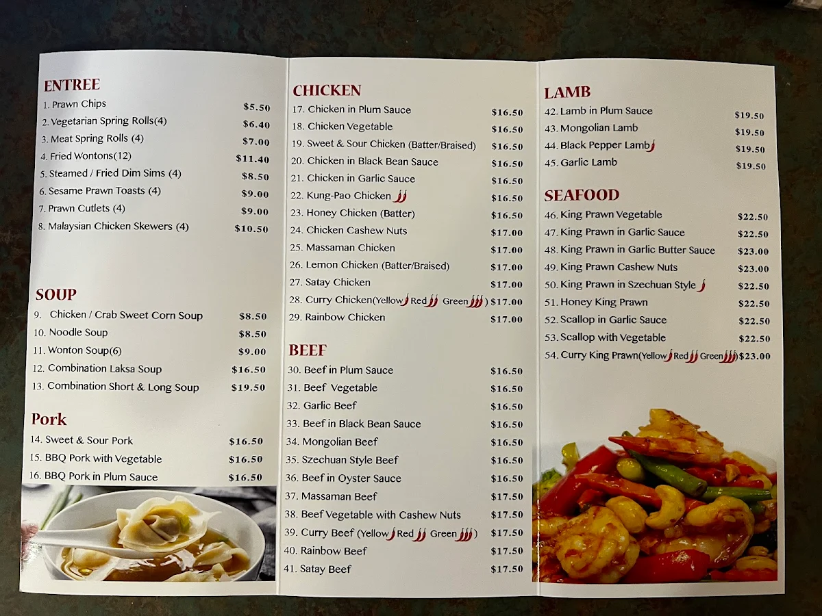 Menu, Hibiscus Restaurant