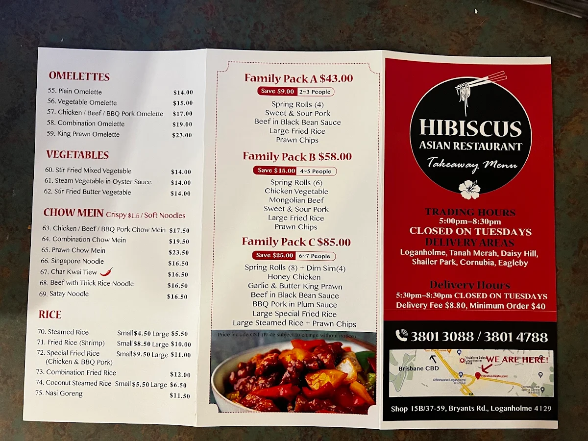 Menu, Hibiscus Restaurant