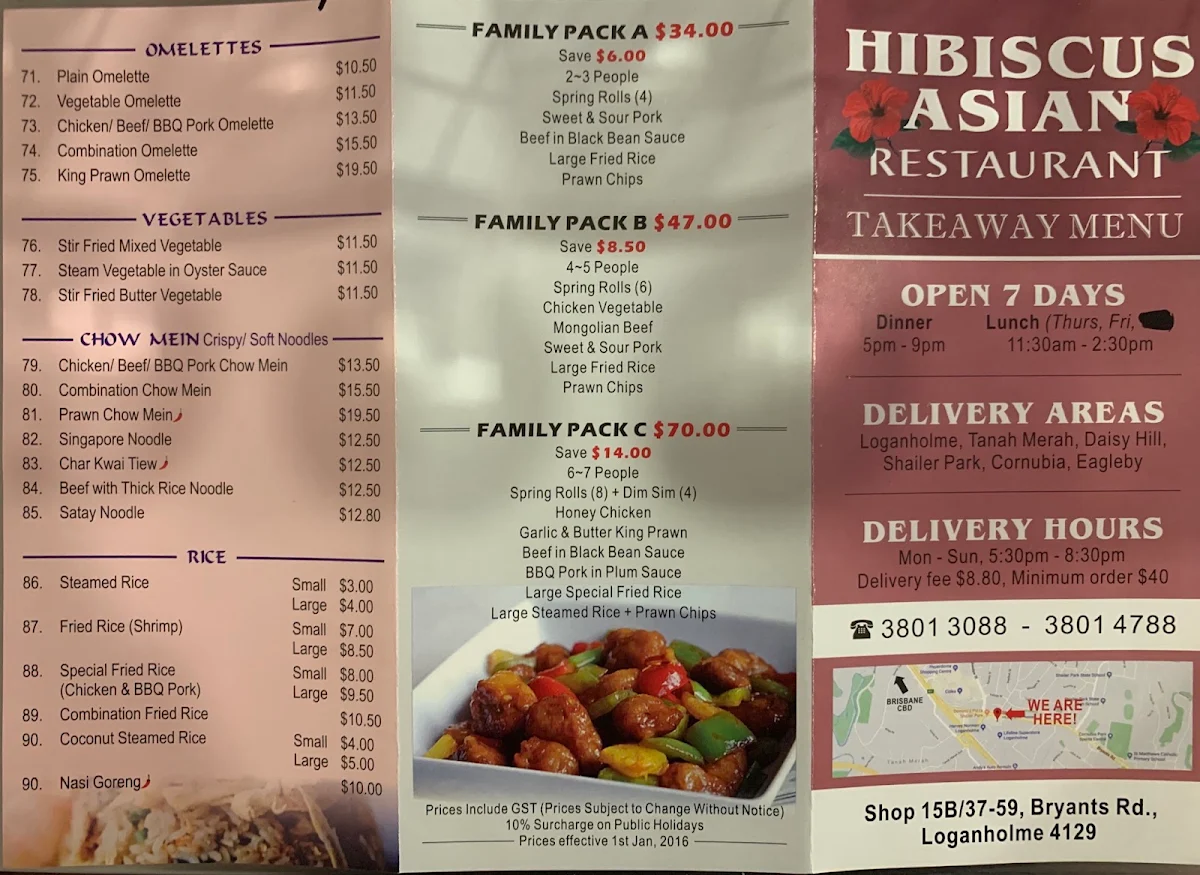 Menu, Hibiscus Restaurant