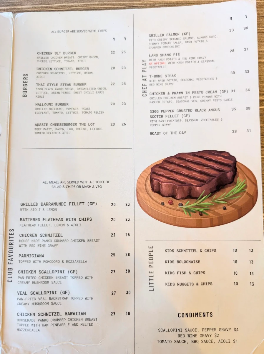 Menu, Il Lago Bistro