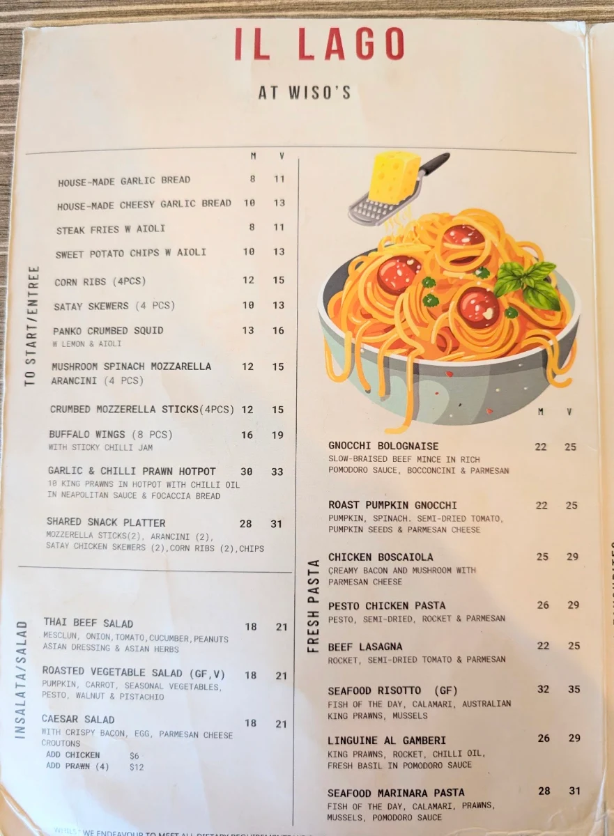 Menu, Il Lago Bistro