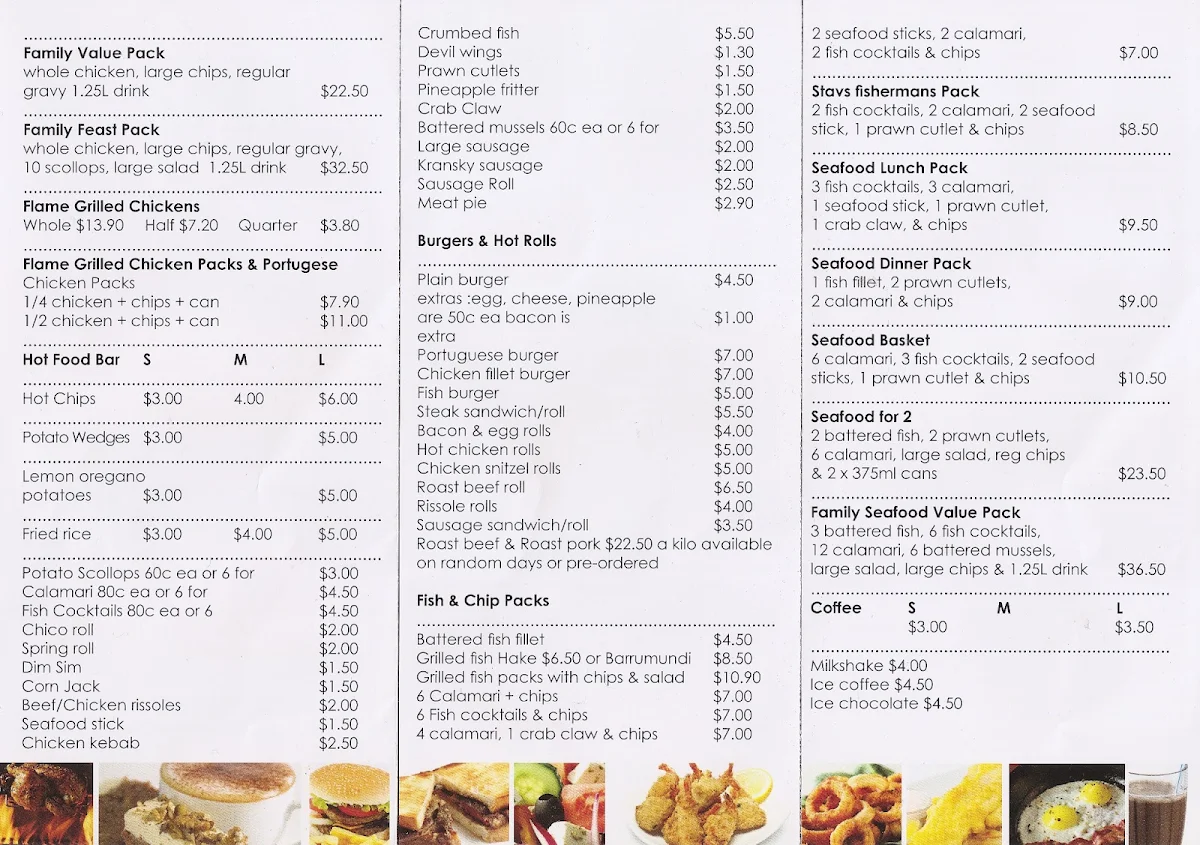 Menu, Apollo Food Bar