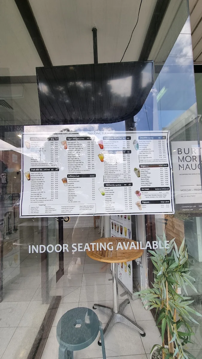 Menu, Palgong Tea Bentleigh