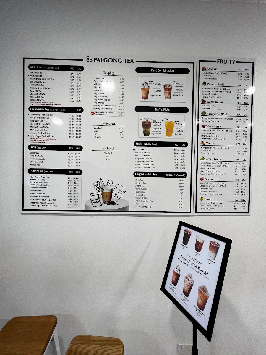 Menu, Palgong Tea Bentleigh