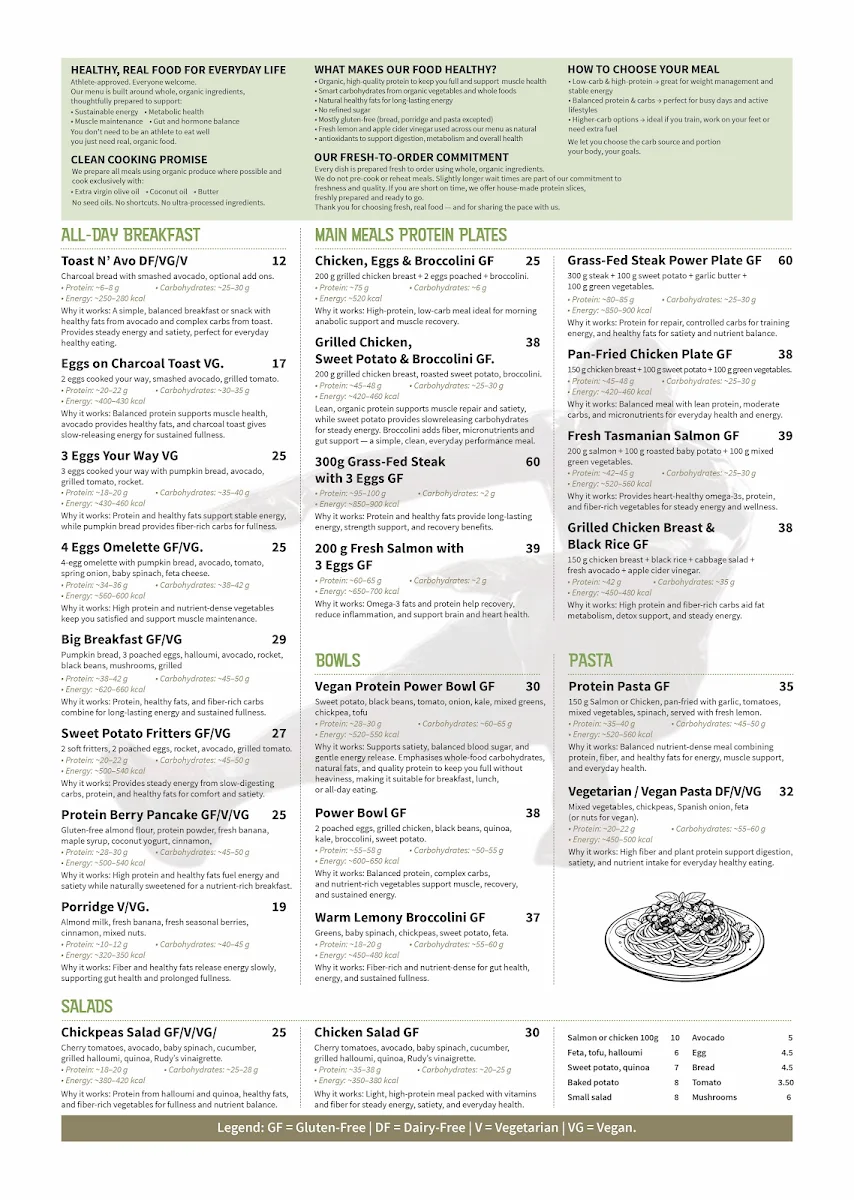 Menu, Rudy's Real food Organic Cafe