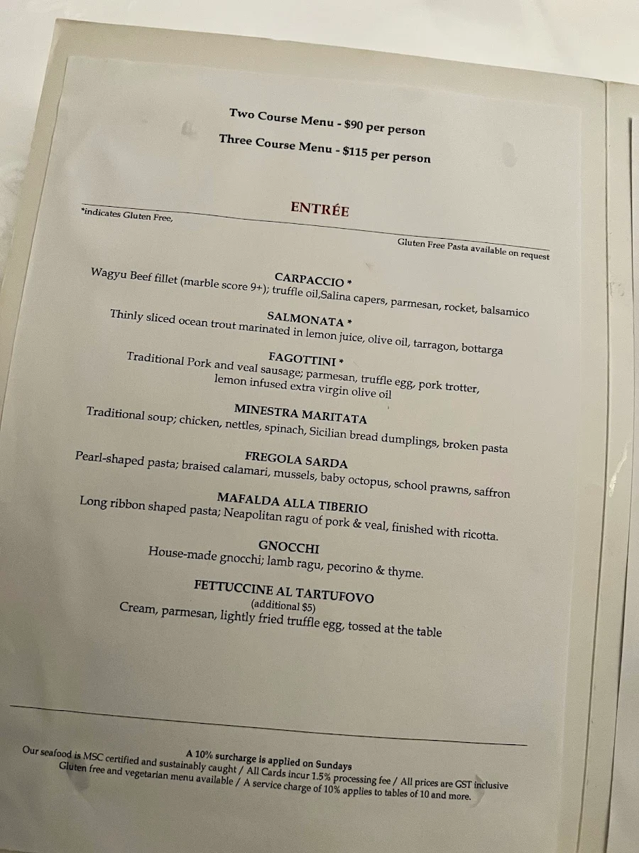 Menu, Buon Ricordo Italian Restaurant & Private Dining