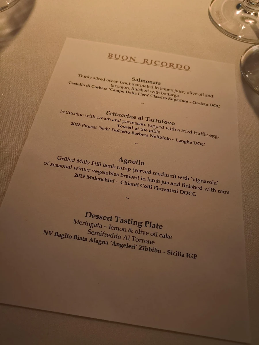 Menu, Buon Ricordo Italian Restaurant & Private Dining