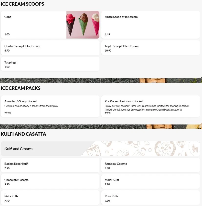 Menu, Icy Spicy Ecq