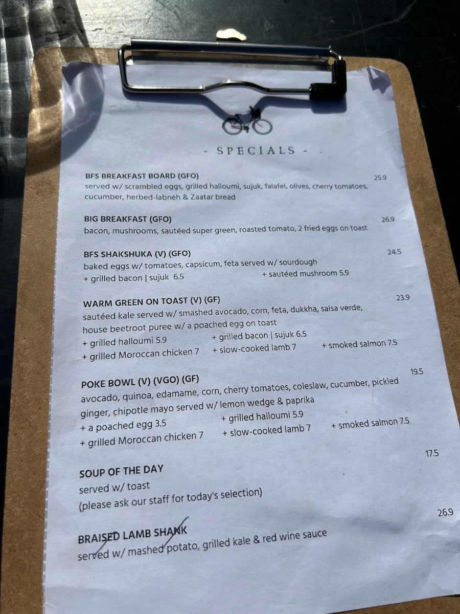 Menu, Brunswick Foodstore