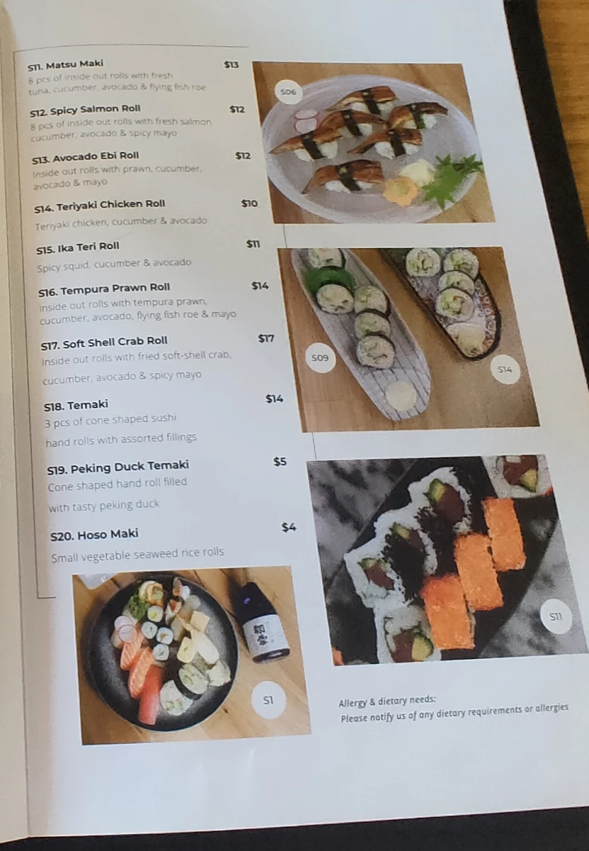 Menu, Matsumoto