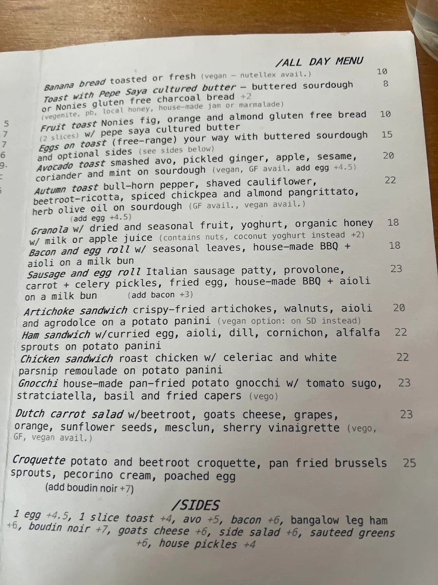 Menu, One Another