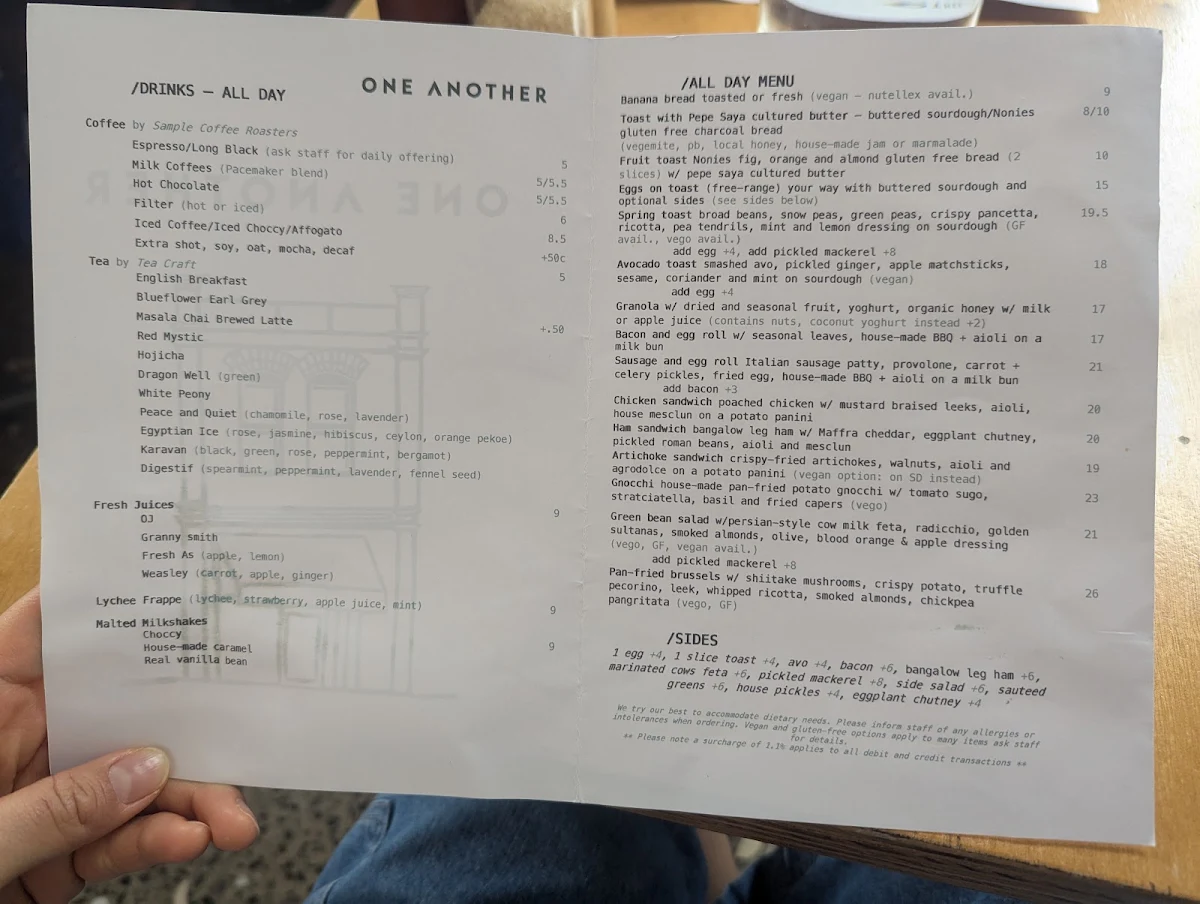 Menu, One Another