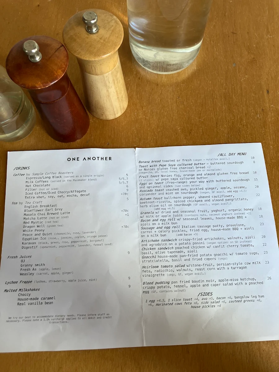 Menu, One Another