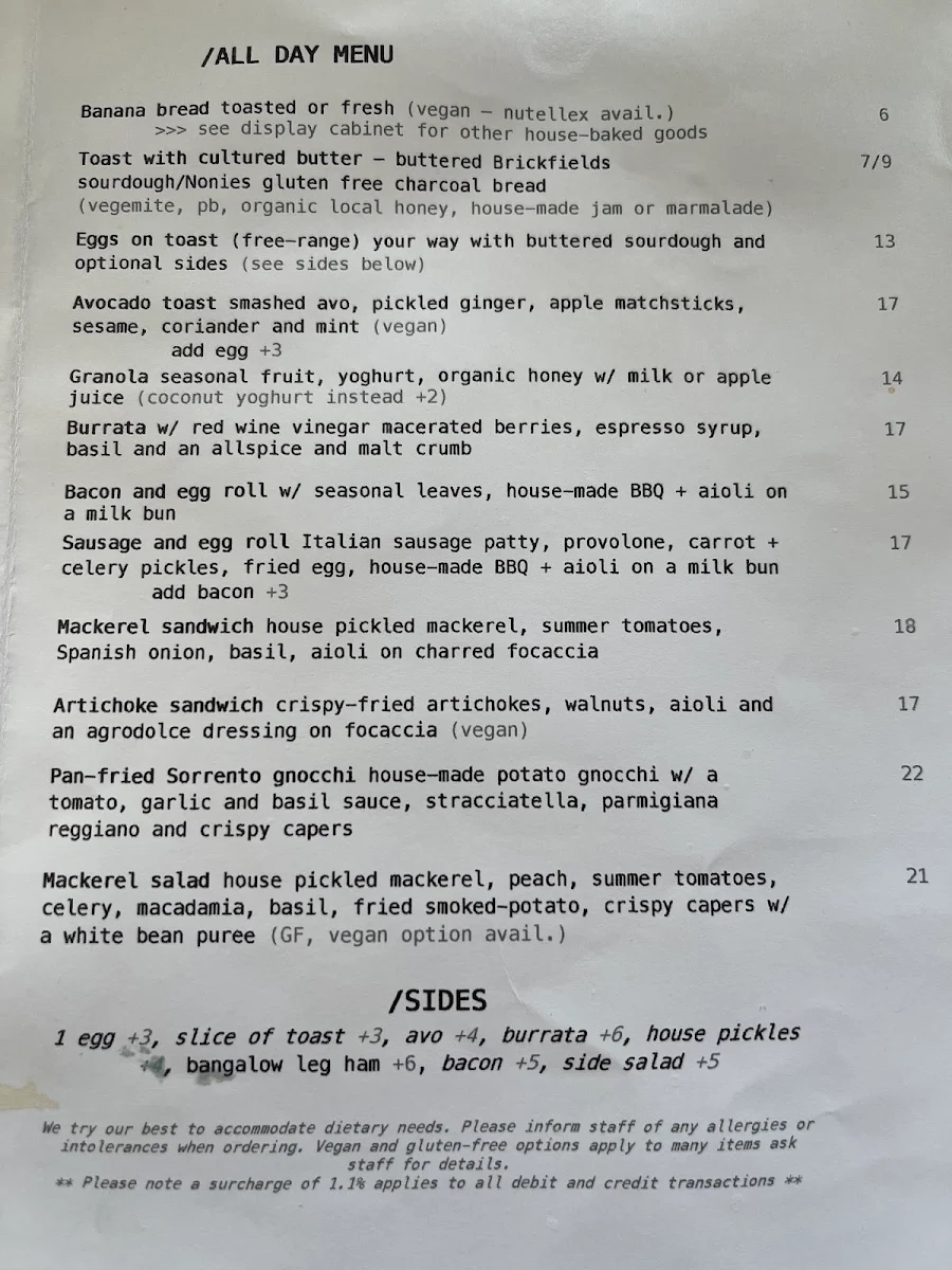 Menu, One Another