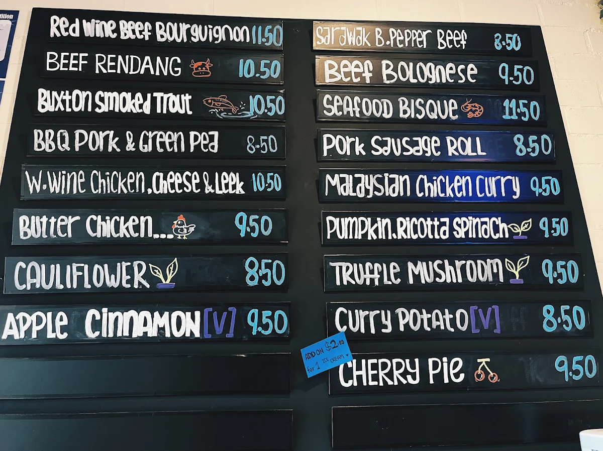 Menu, Marysville Gourmet Pie