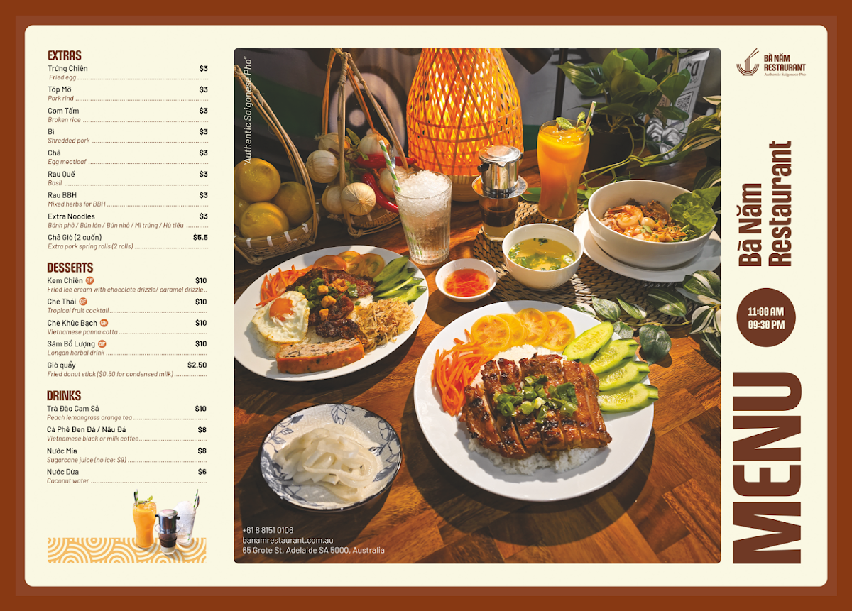Menu, Ba Nam Restaurant
