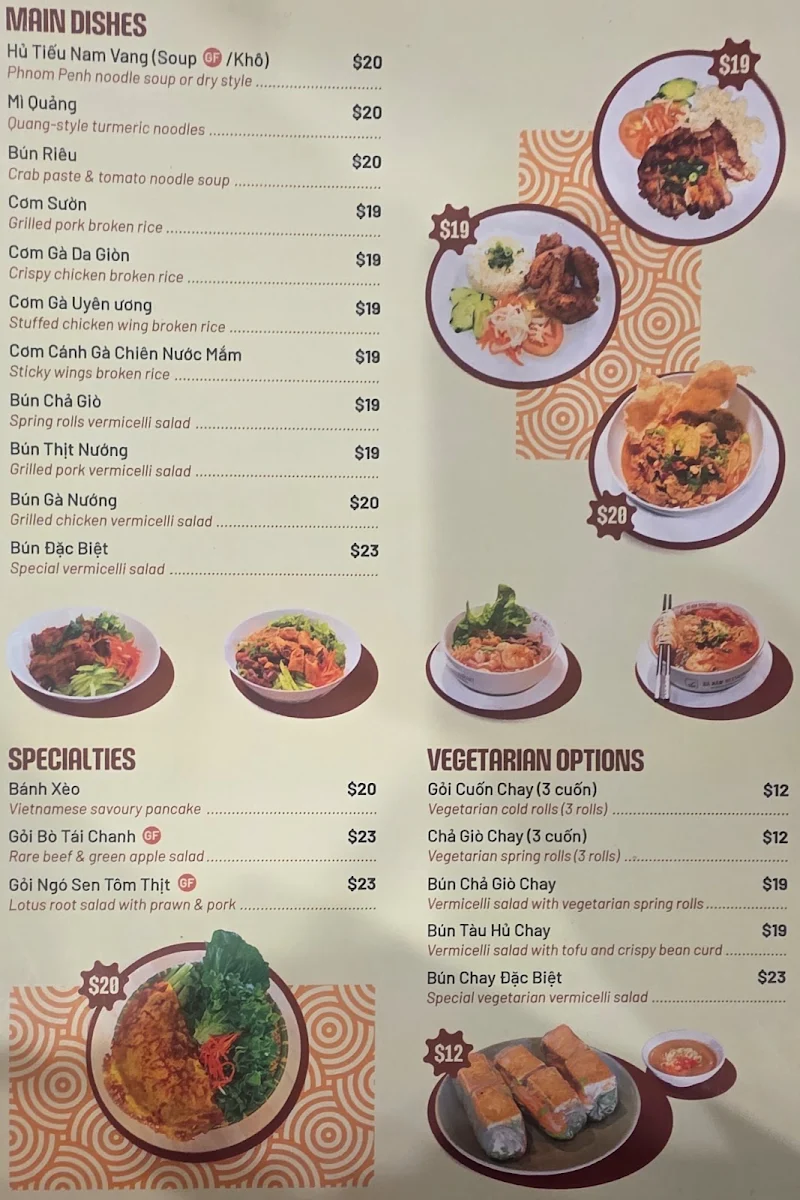 Menu, Ba Nam Restaurant