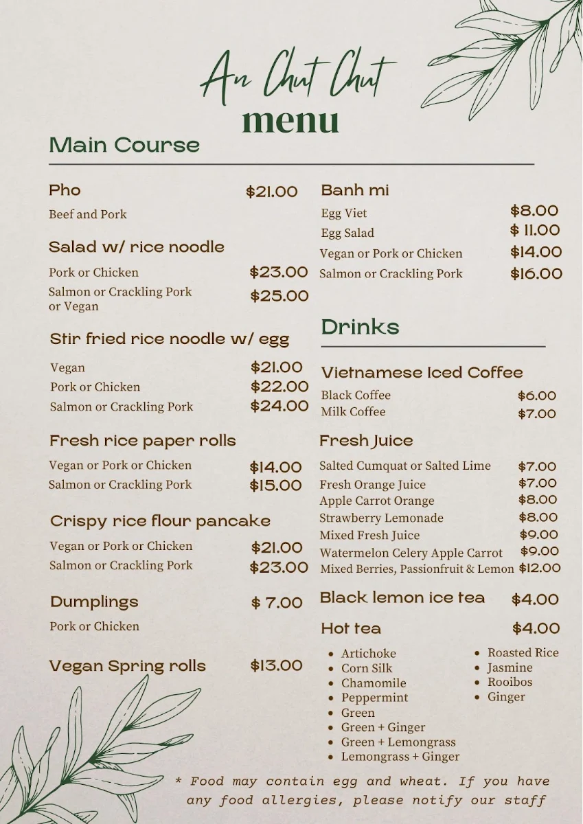 Menu, An Chut Chut