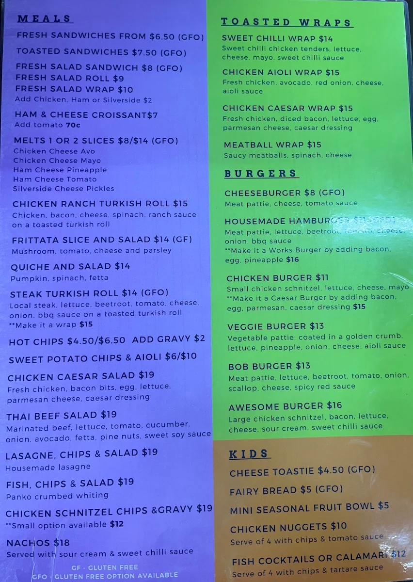 Menu, Isabel’s Place