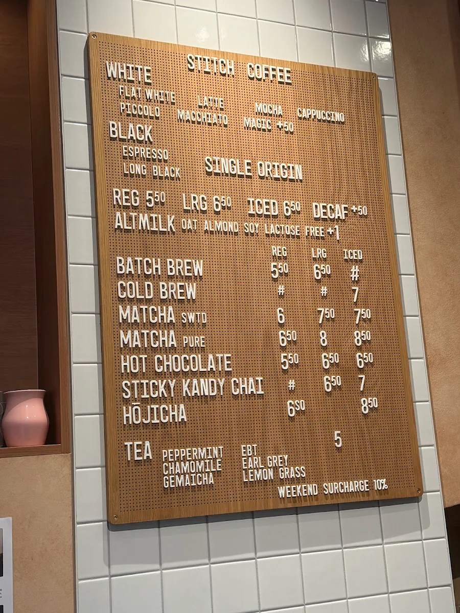 Menu, Stitch Coffee Central St