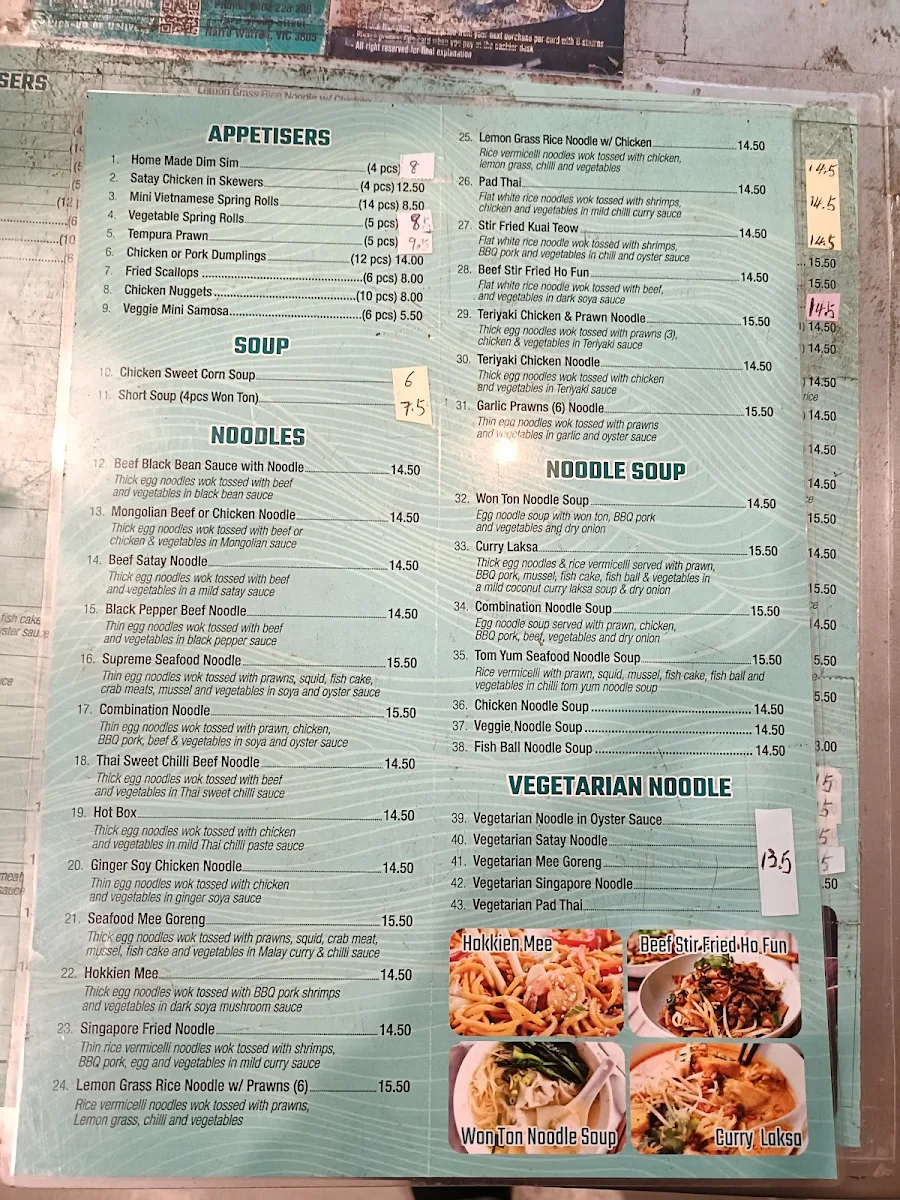 Menu, Yes Noodle