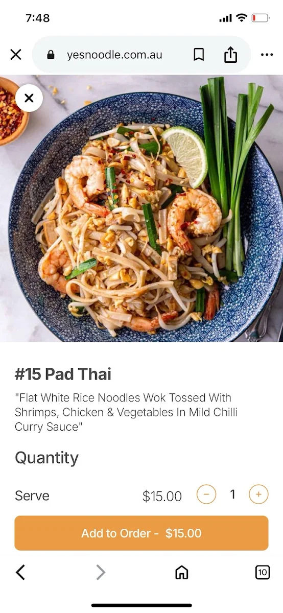 Menu, Yes Noodle