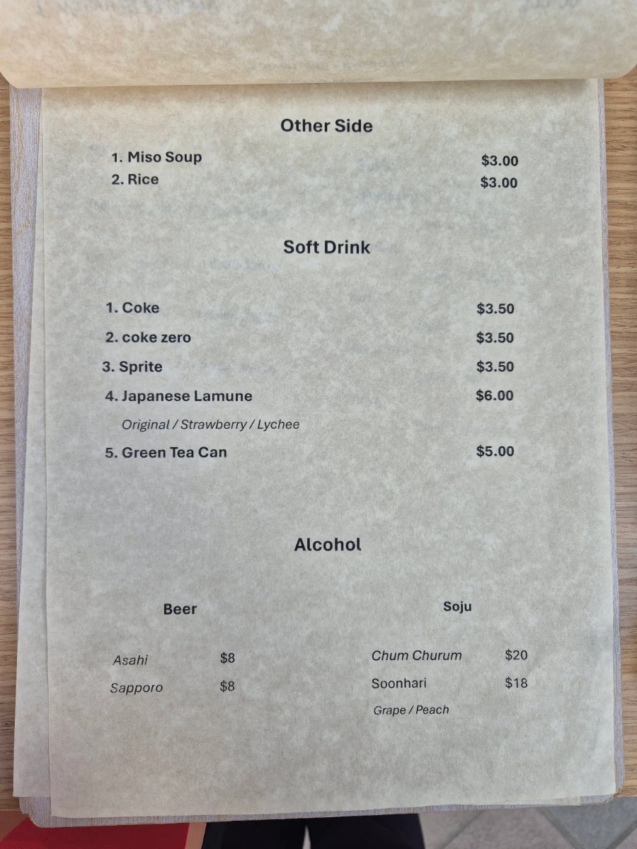 Menu, Toru