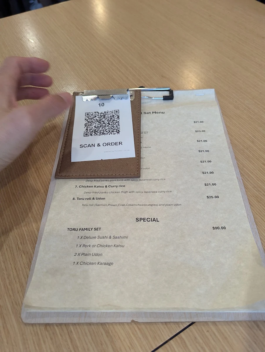 Menu, Toru