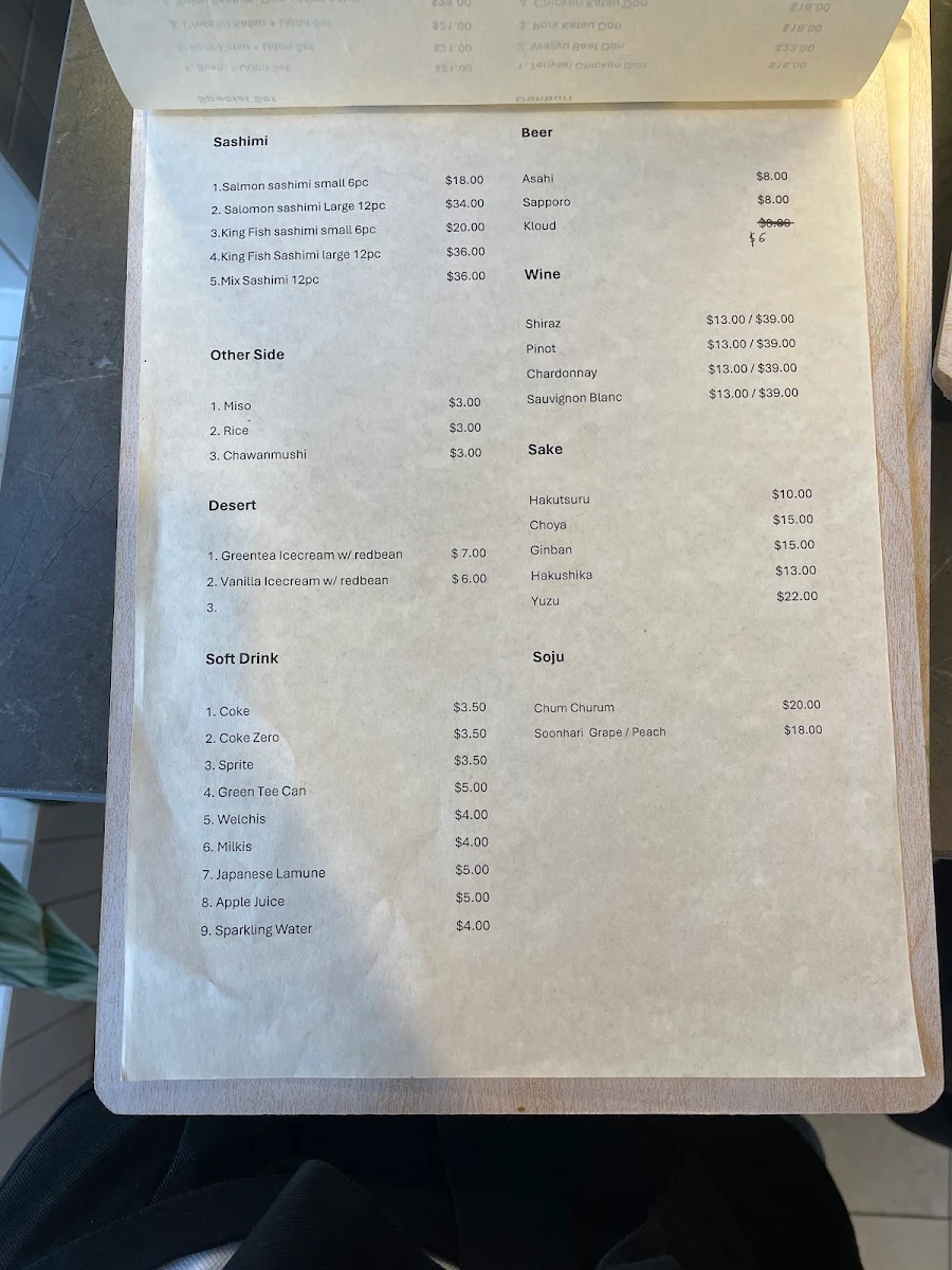Menu, Toru