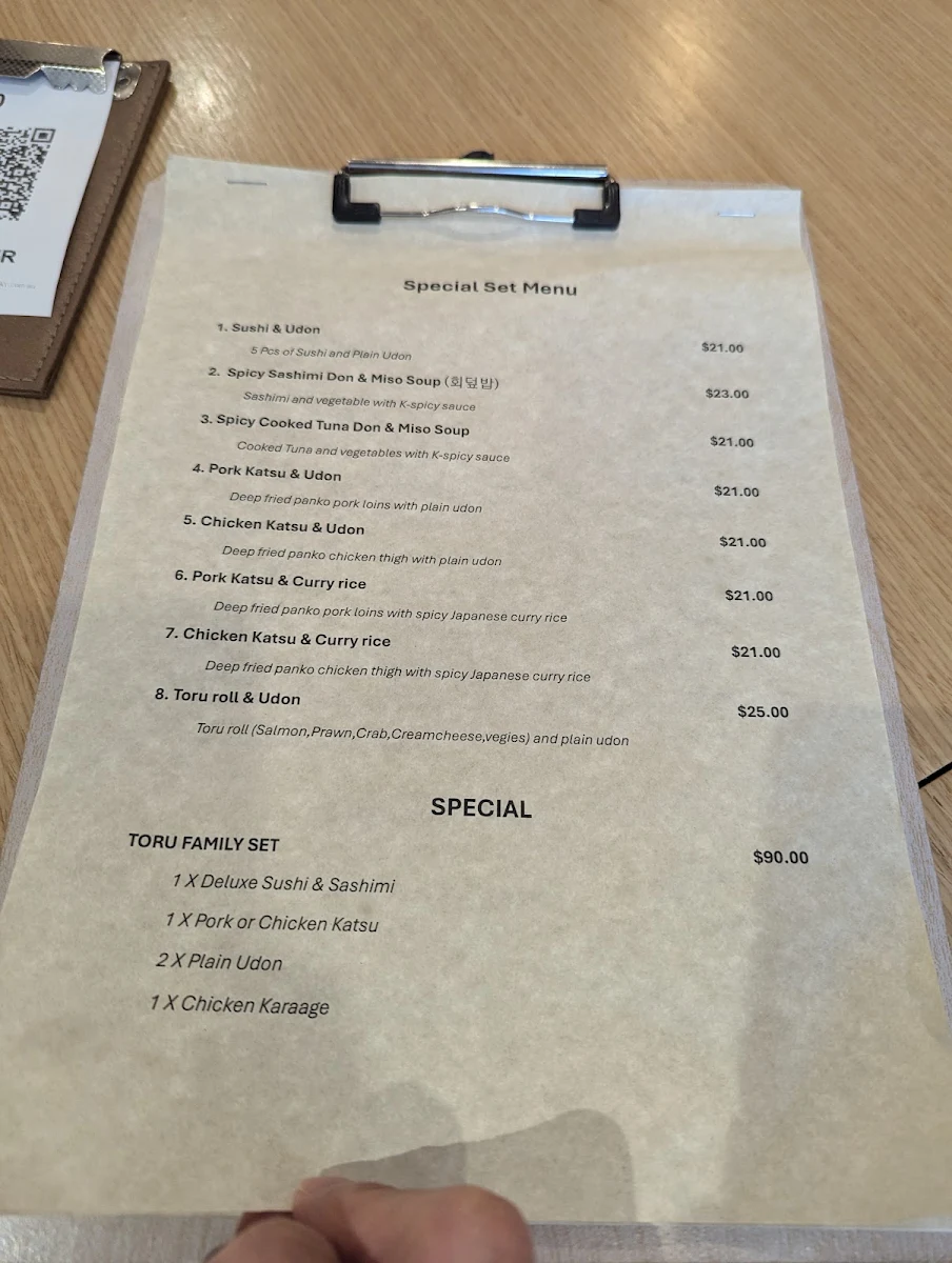 Menu, Toru