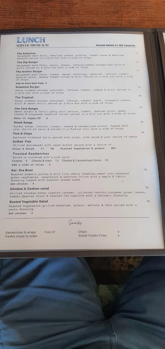 Menu, The Fern & Anchor