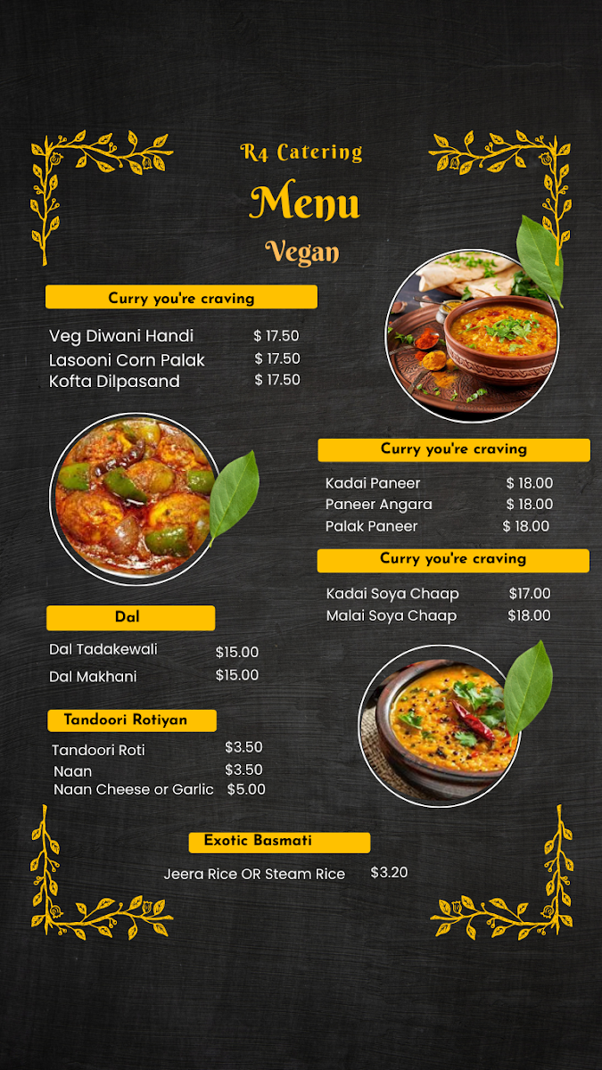Menu, R4 Catering