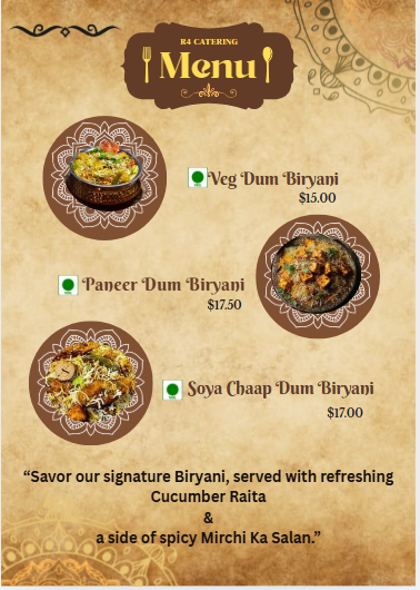Menu, R4 Catering