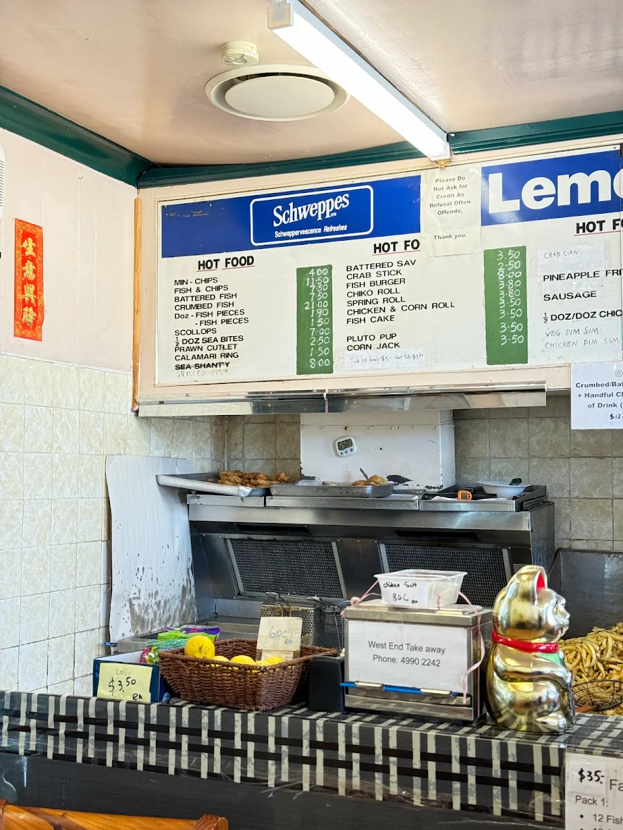 Menu, West End Take Away