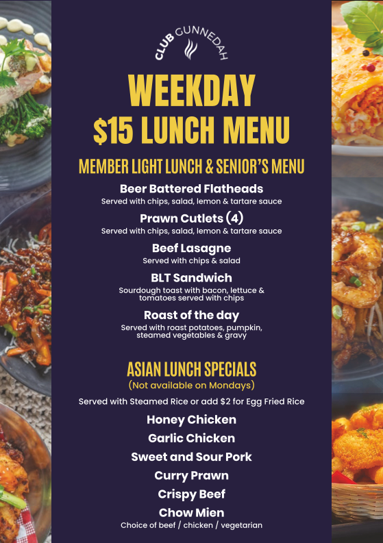 Menu, The Table at Gunny @ Club Gunnedah