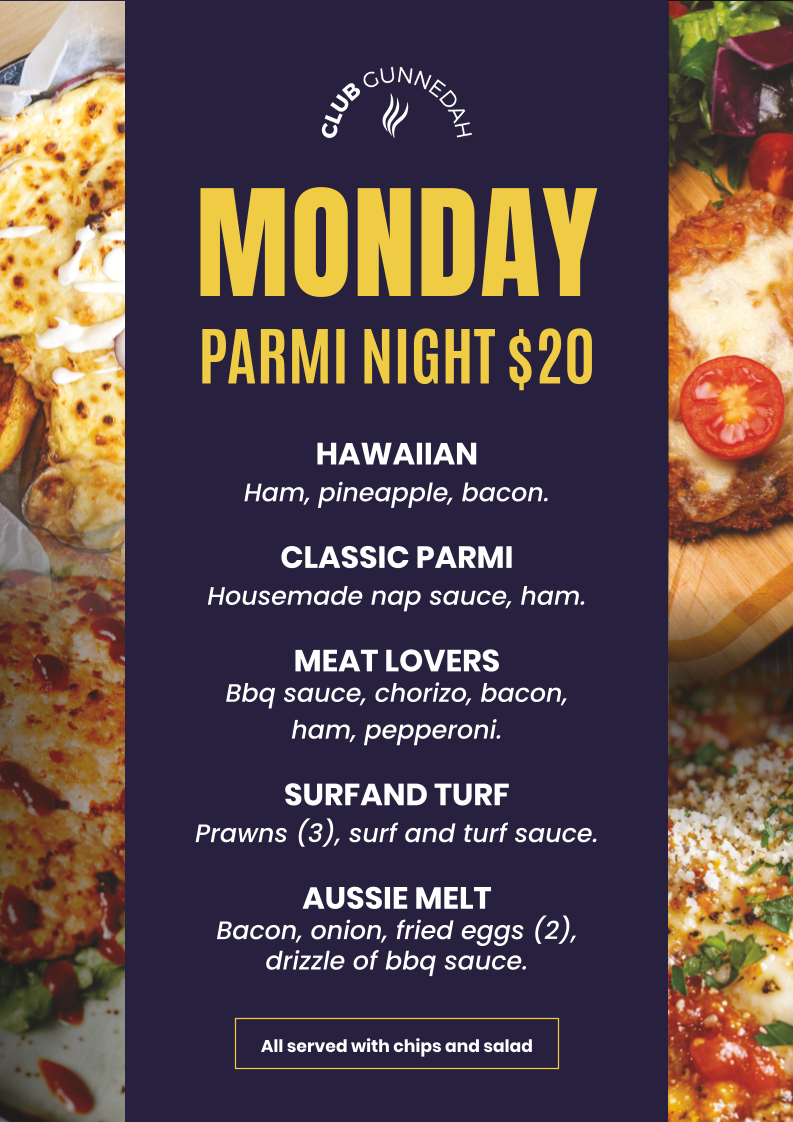 Menu, The Table at Gunny @ Club Gunnedah