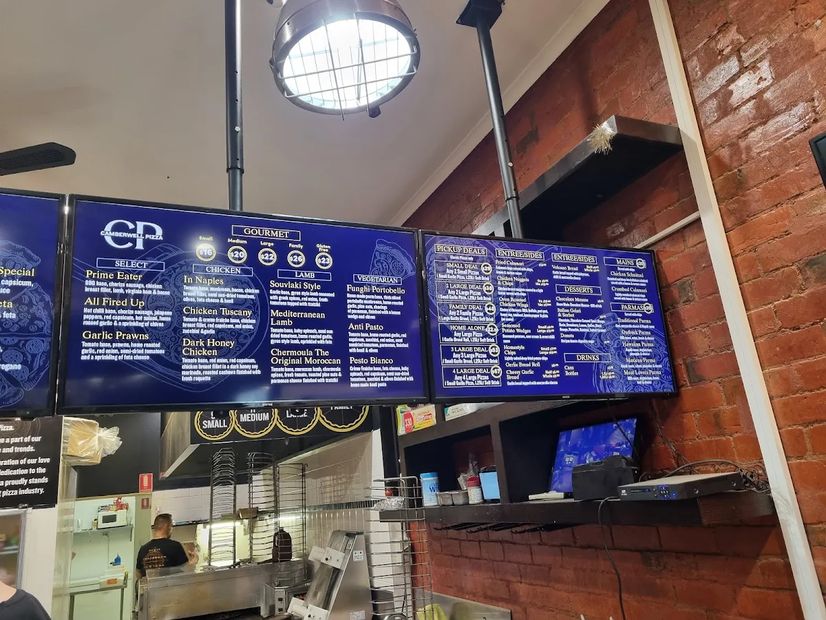 Menu, Camberwell Pizza