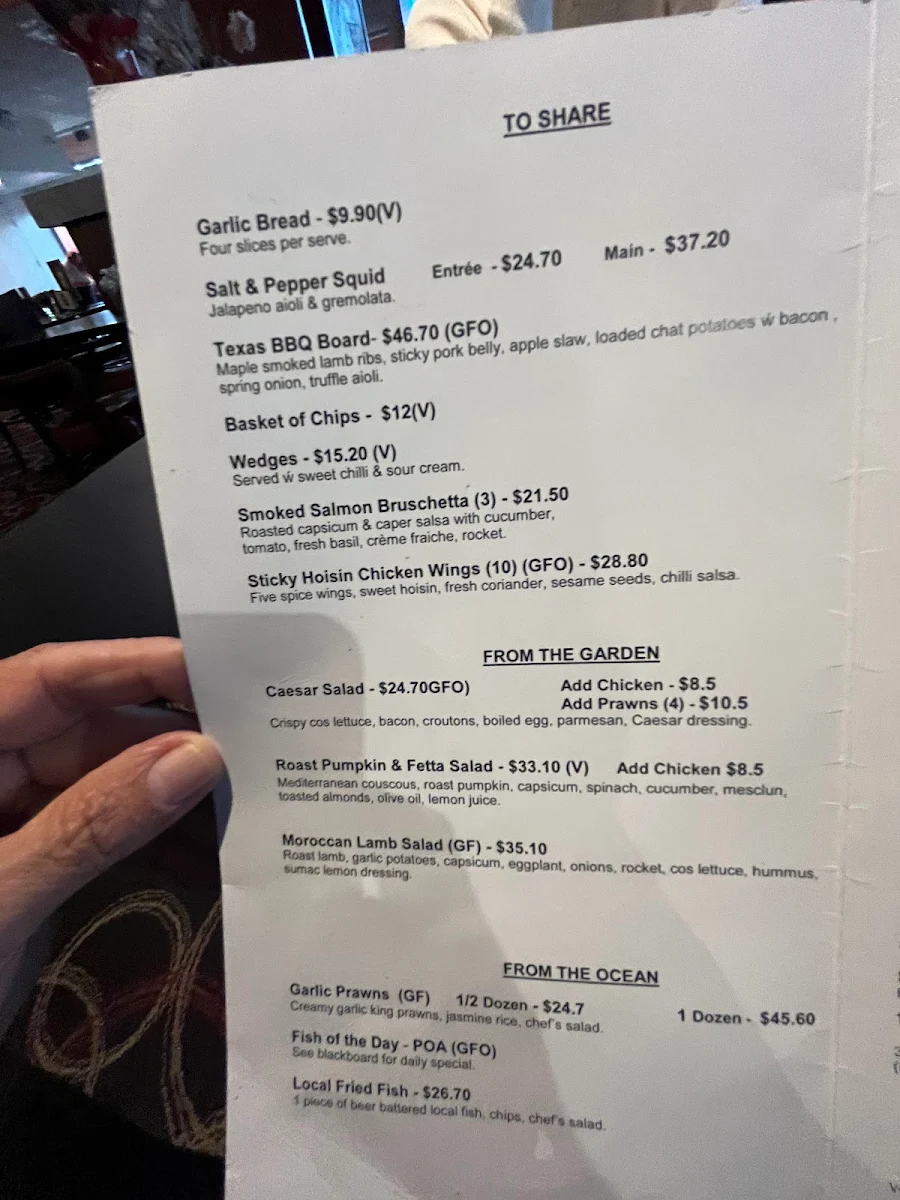 Menu, The Pier Hotel