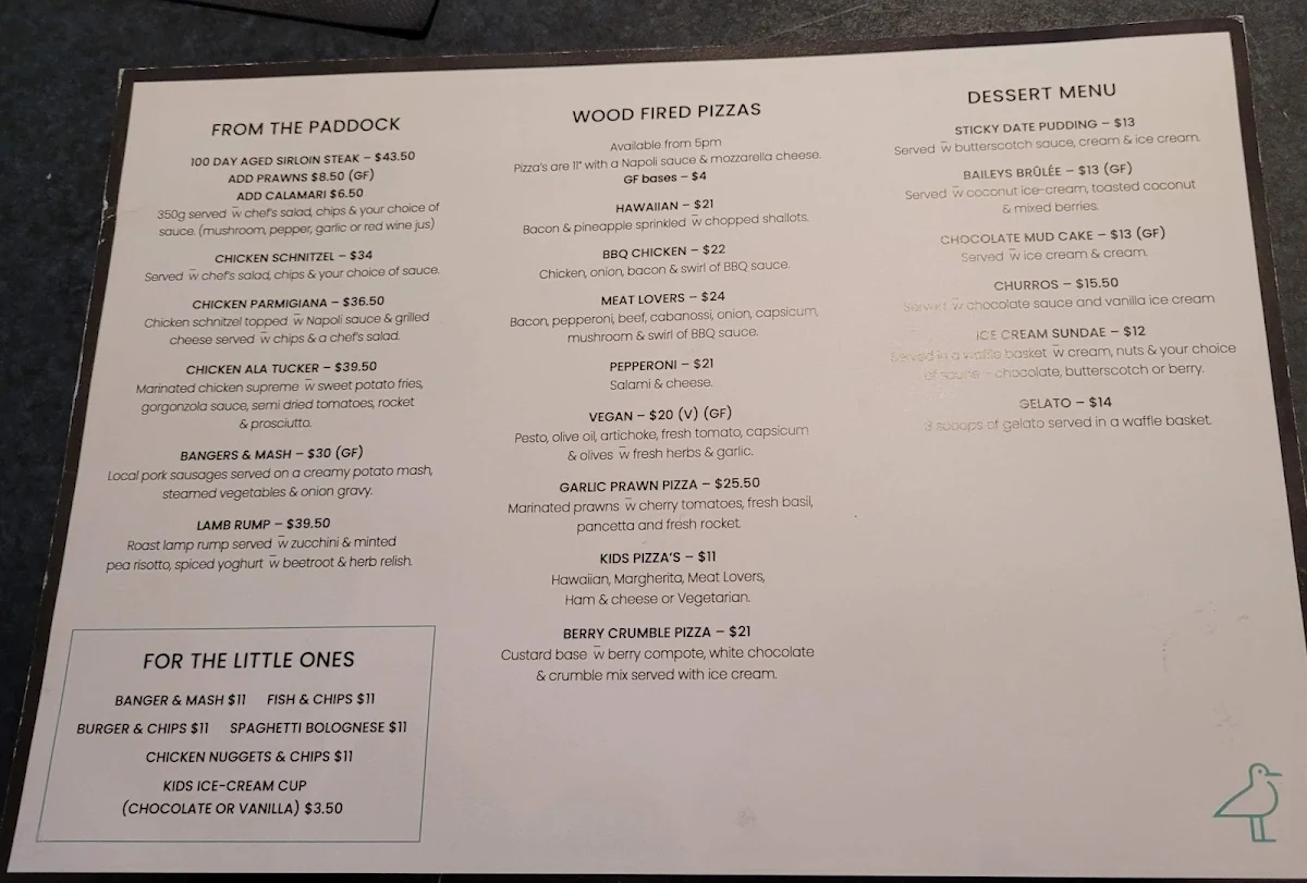 Menu, The Pier Hotel